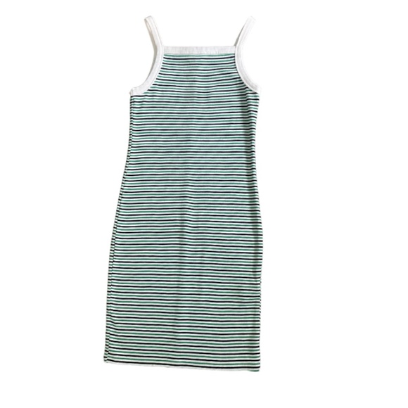 Forever 21 Midi Green Stripe Bodycon Dress Size Small - Picture 1 of 6